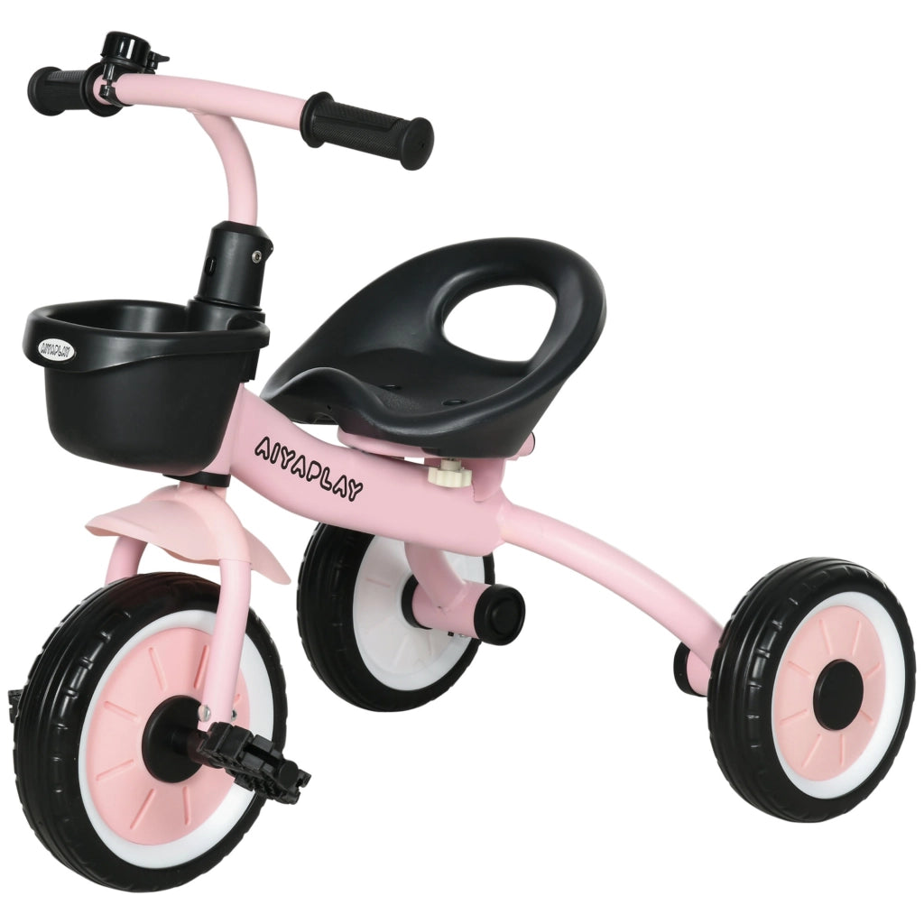 Triciclo Bambini con Sonnette e Panier Selle Regolabile con Dossier ¨C Zephmum ¨C Rosa