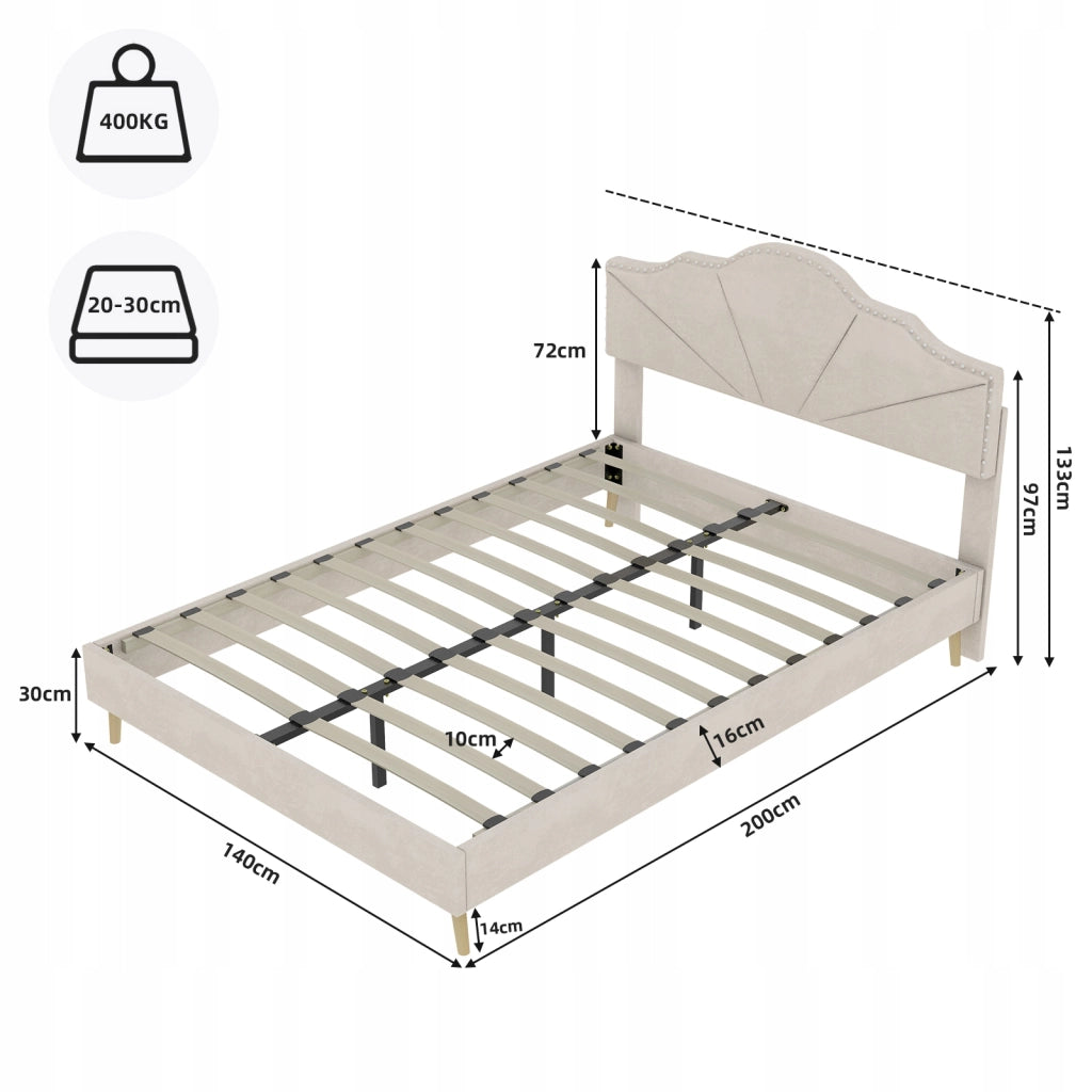 Letto singolo 140x200 - Xylo - Beige minimalista