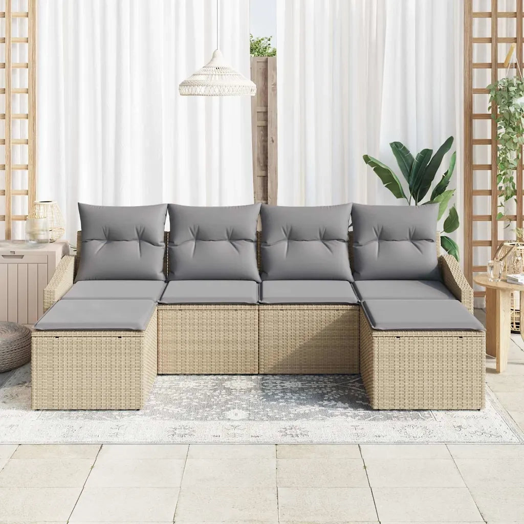 Set di divani con cuscino 6 pcs Beige polyrattan 3346830