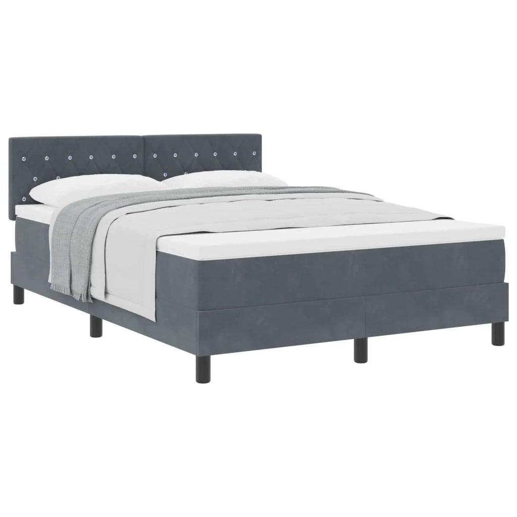 Letto a molle con materasso Grigio scuro 160 x 200 cm Velluto 3339117