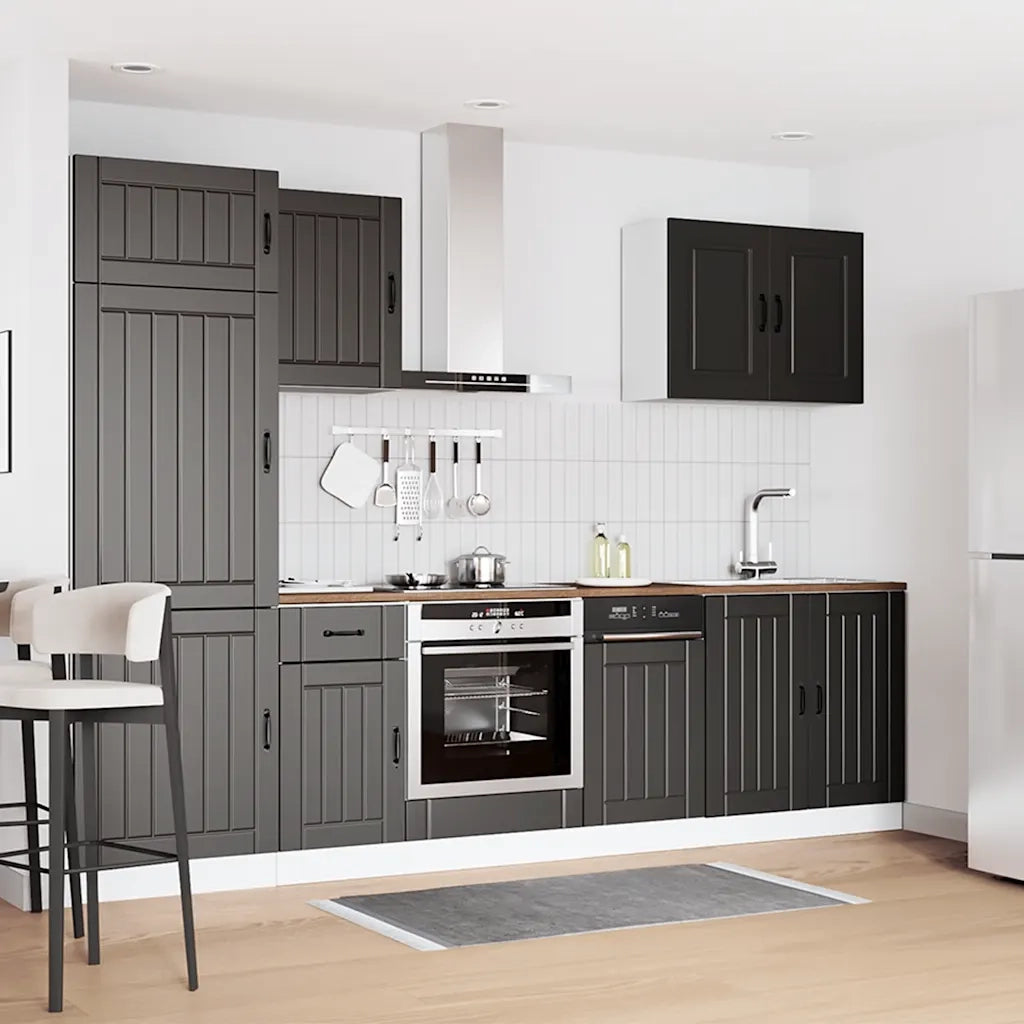 Set Mobili da Cucina 7 pz Lucca Neri Legno Multistrato 3314772