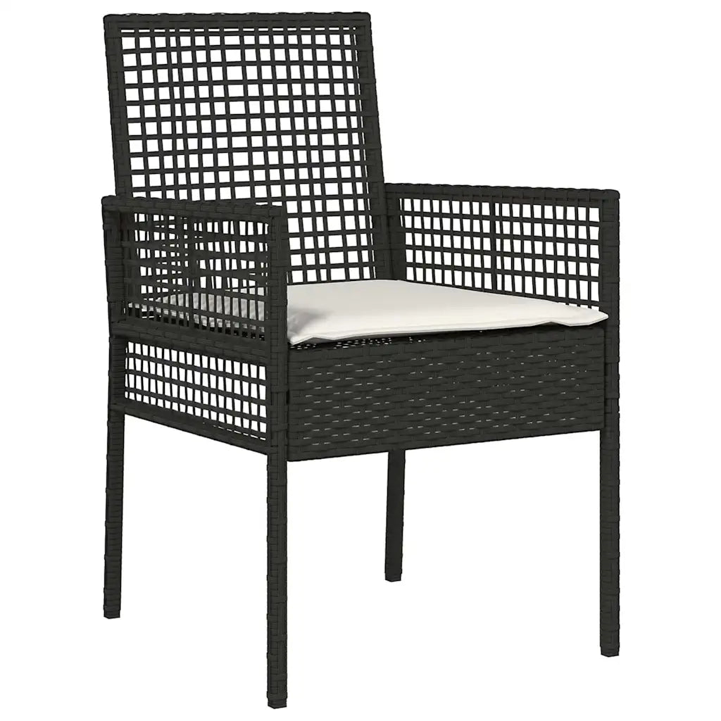 Set da Pranzo per Giardino 3 pcs Nero polyrattan 3334951