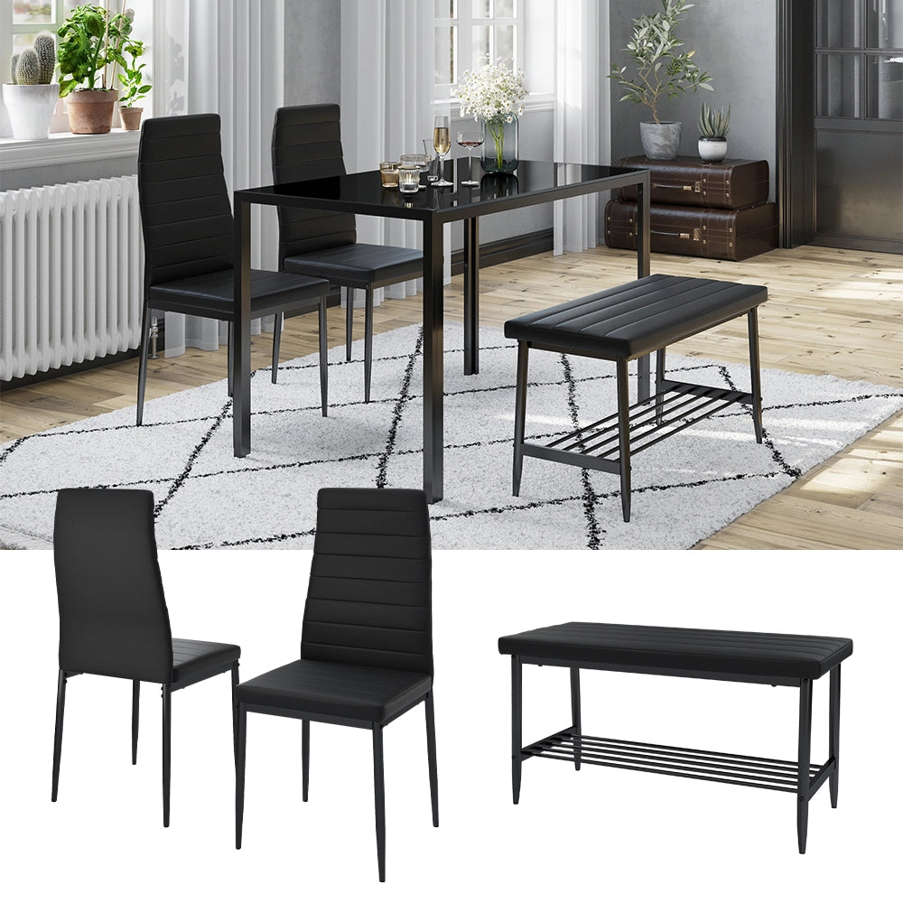 Vicco Panca e sedia Nero 85 x 46.5 cm Set da 3 pezzi