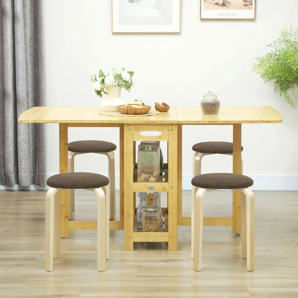 Pouf Imbottiti Imbottito 4 Pezzi ¨C Minimal ¨C Marrone Legno