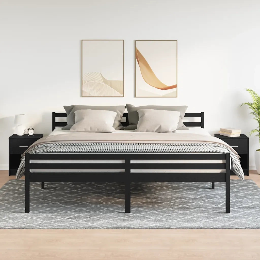 Comodini 2 pz con Cassetto Nero 40x34x50 cm 858770