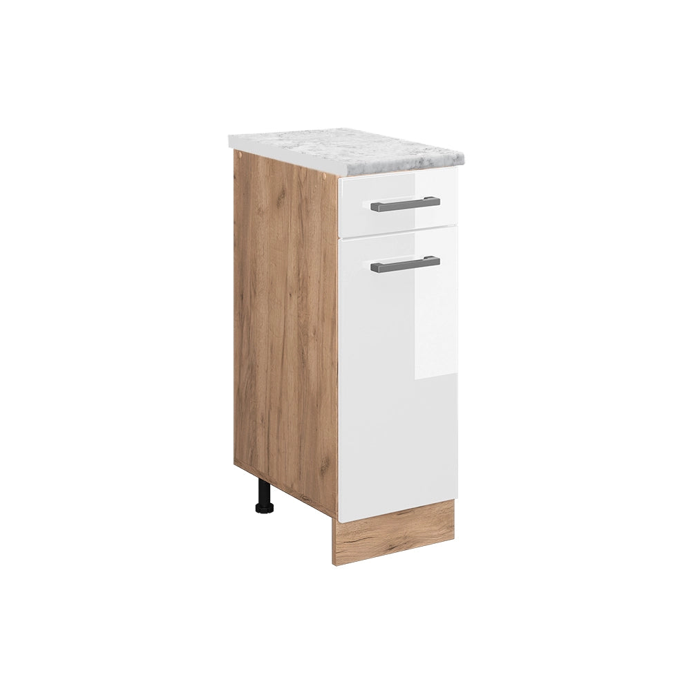 Vicco Mobiletto base per cucina Bianco lucido 30 cm PL Marmo