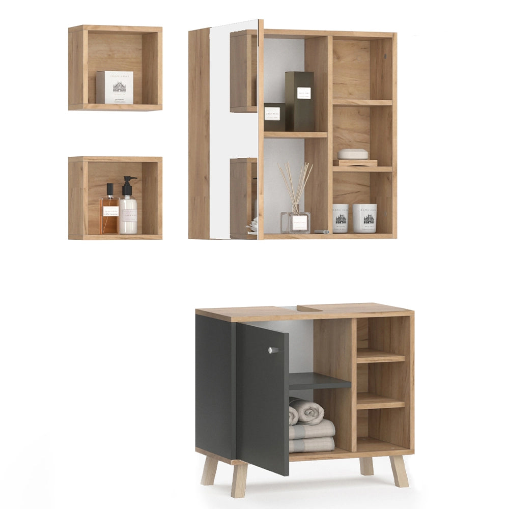 Vicco Set mobili bagno Antracite 3 parti