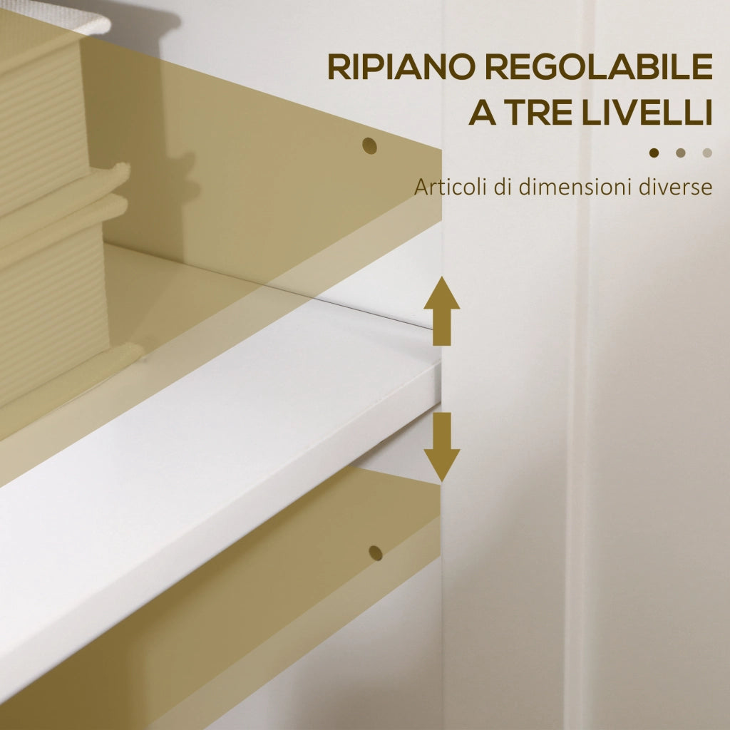 Armadio con 2 Ante e Ripiani Regolabili ¨C Minimal ¨C Bianco e Legno 120x40x70