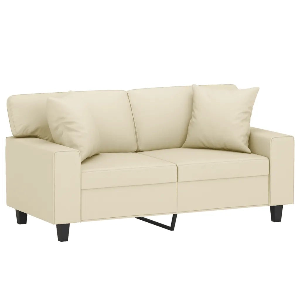 Divano a 2 Posti con Cuscini Crema 120 cm in Similpelle 3200862