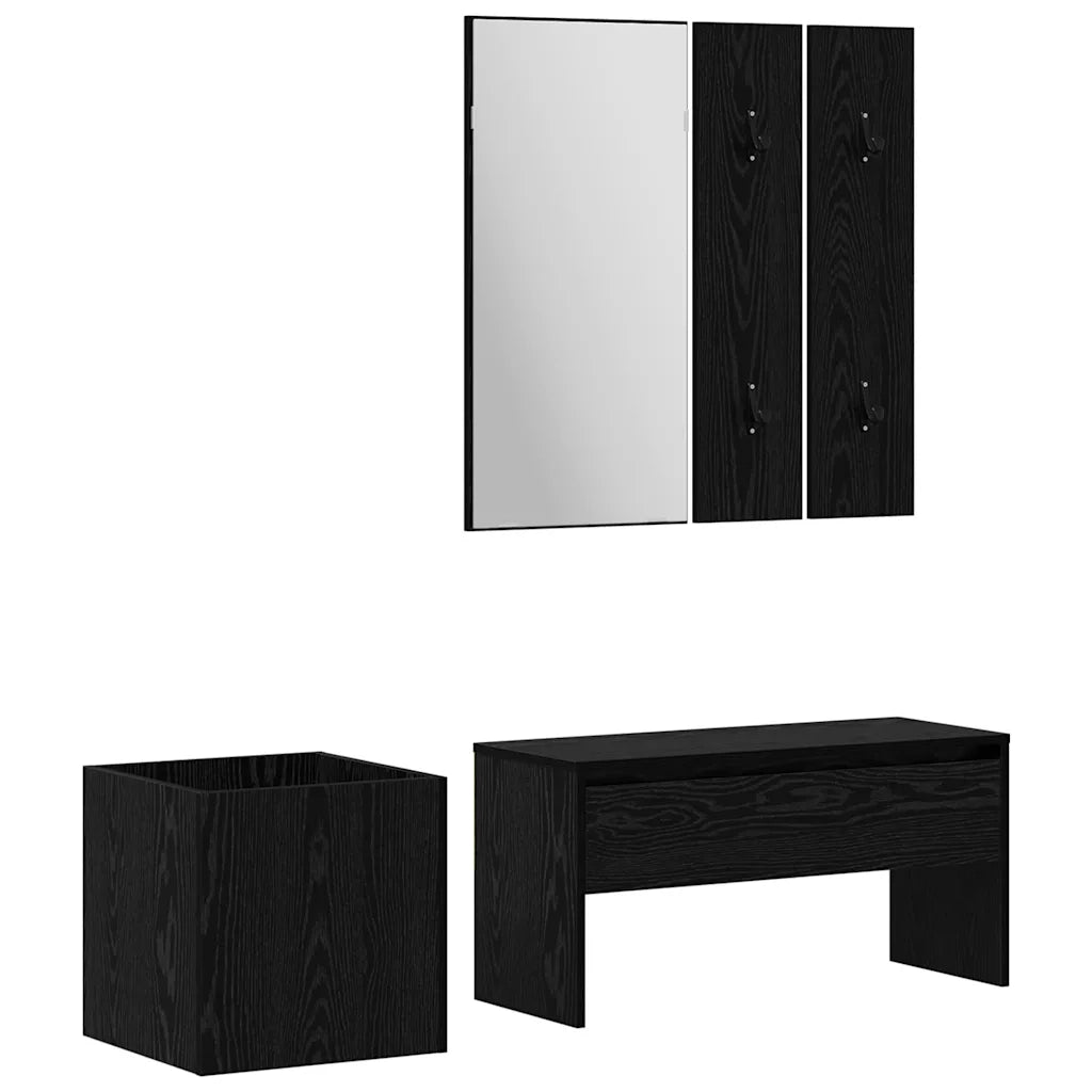 Set mobili da ingresso con specchio 5 pz Legno multistrato