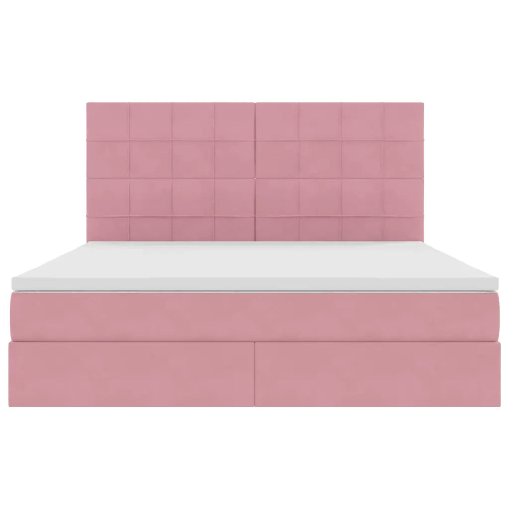 Letto con contenitore e LED con led Rosa 180 x 200 cm Velluto 3372686