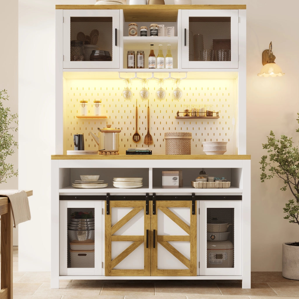 Mobile Multiuso con LED e USB ¨C MINIMAL ¨C Bianco, Ripiani, Grande Stoccaggio