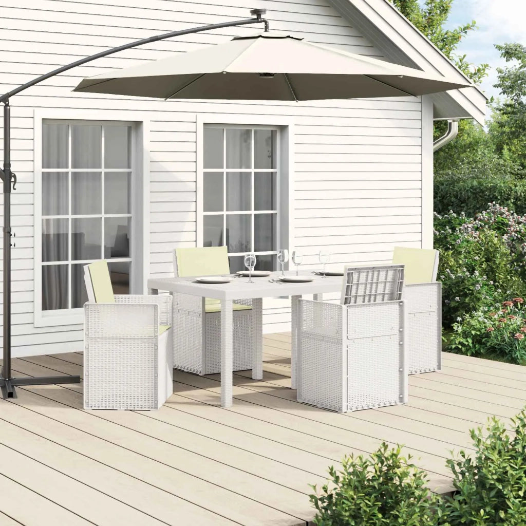 Set da Pranzo per Giardino con cuscino 5 pcs Bianco e Crema PP