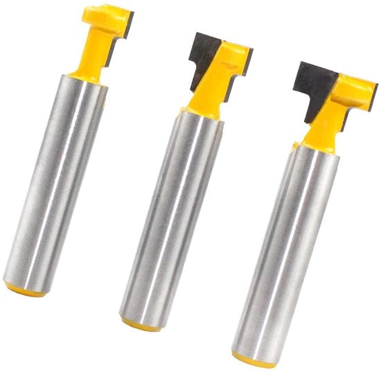 3 pezzi di T-groeffrezzo in acciaio duro, T-groeffrezzo per frese a tazza, T-groeffrezzo per legno, T-groeffrezzo per frese a tazza per soprafrese 8 mm, frezze per viti a 6 guglie comuni