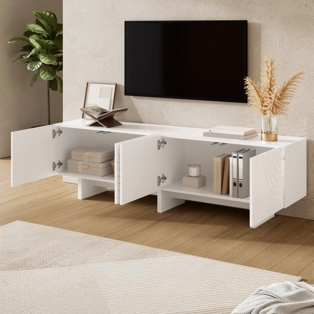 Cassettiera TV bianca in MDF e truciolare; lunghezza 170 cm