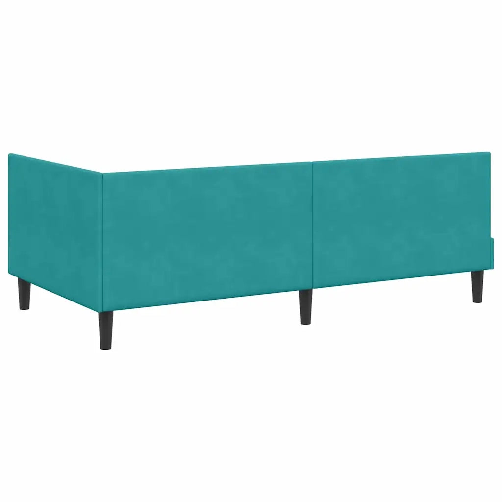 Cornice del letto ad angolo Turchese 90 cm x 200 cm Velluto 42016234