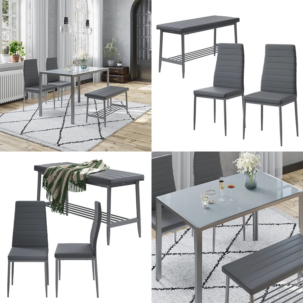 Vicco Panca e sedia Grigio 85 x 46.5 cm Set da 3 pezzi