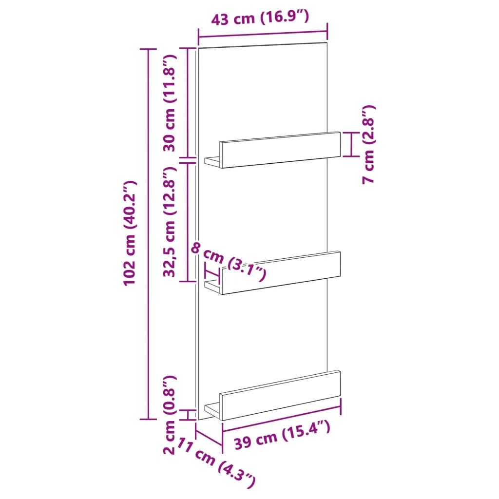 Scaffale per riviste Rovere Nero 43 x 11 x 102 cm CFW7620421