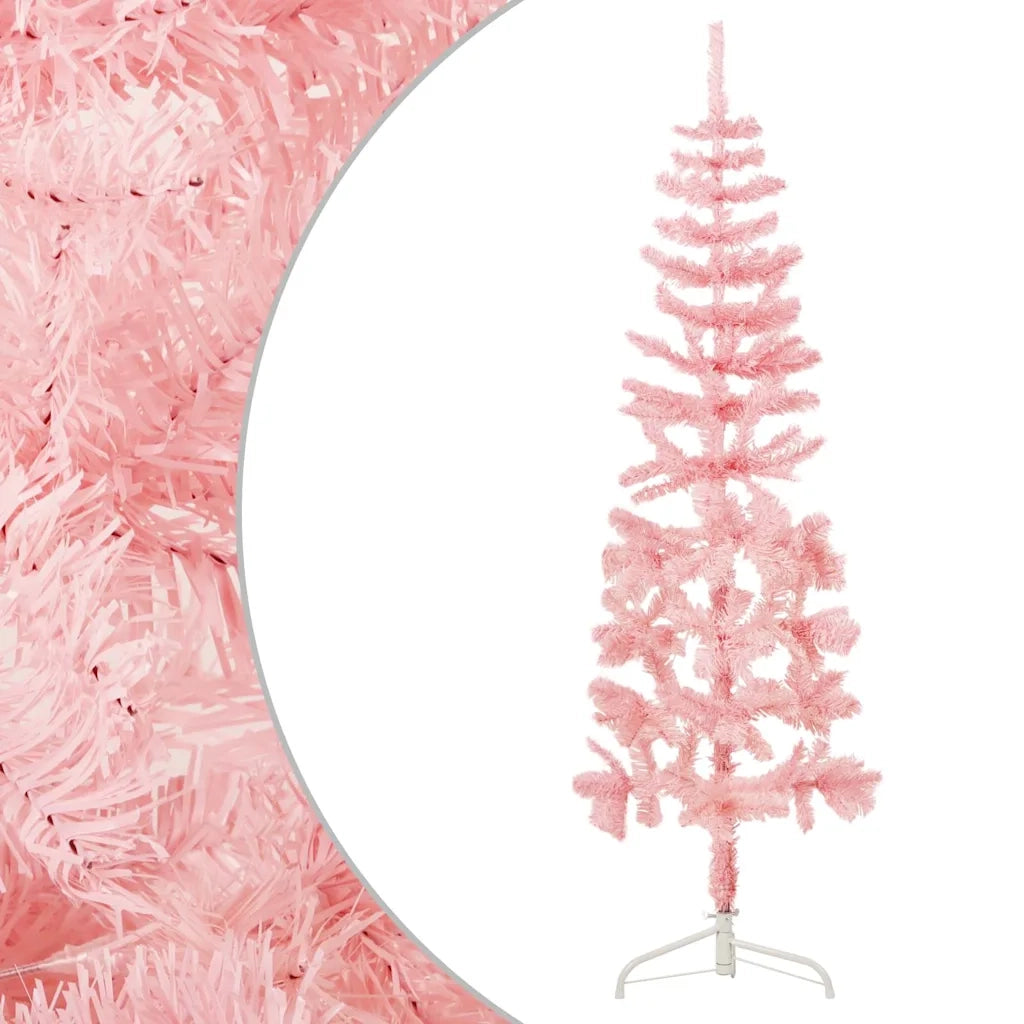 Albero Natale | Decorazioni natalizie Artificiale Sottile a Met¨¤ e Supporto Rosa 120 cm