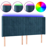 Testiera | Testata a LED Blu Scuro 203x16x118/128 cm in Velluto