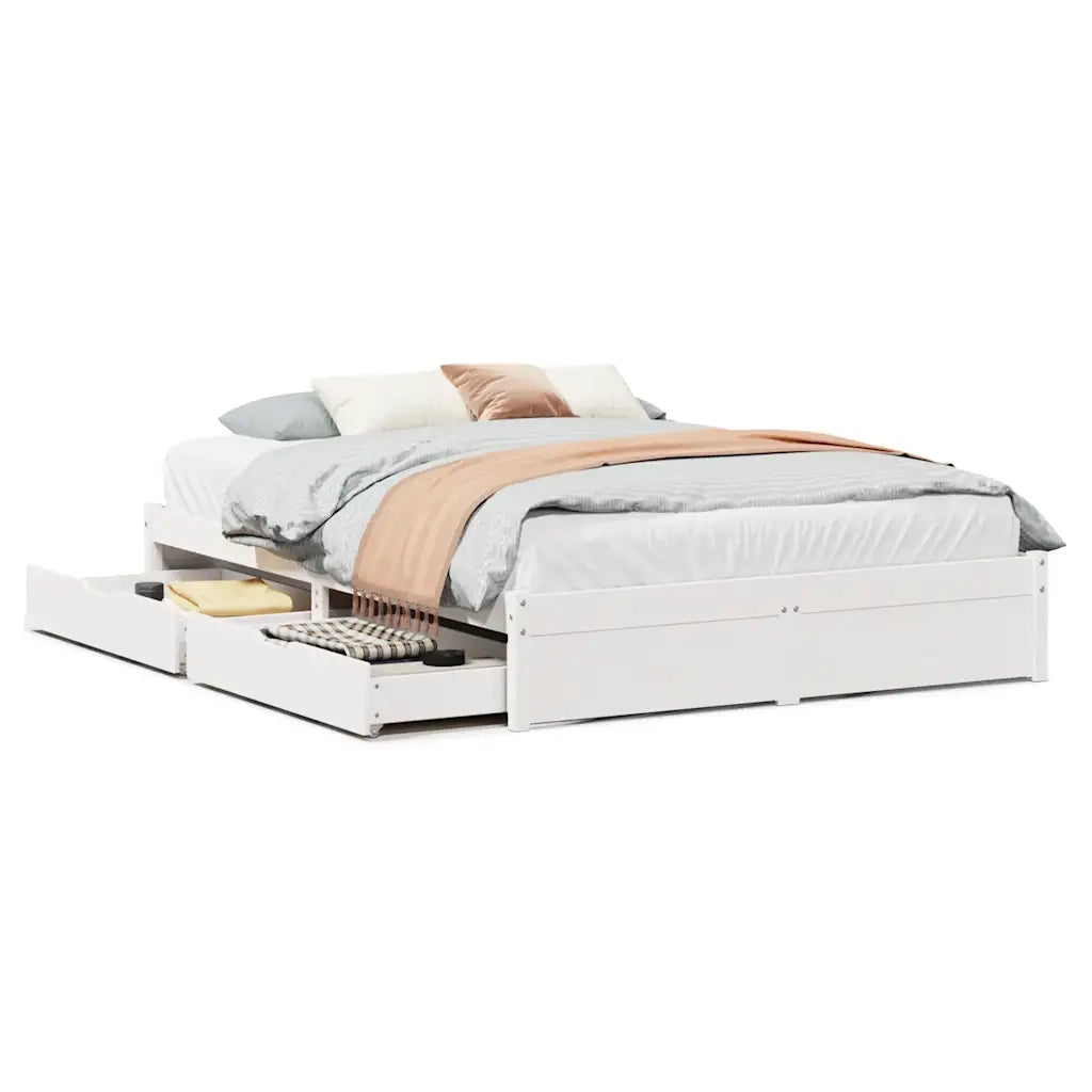 Letto senza Materasso-Struttura Letto Bianco 150x200 cm Legno Massello di Pino 806081