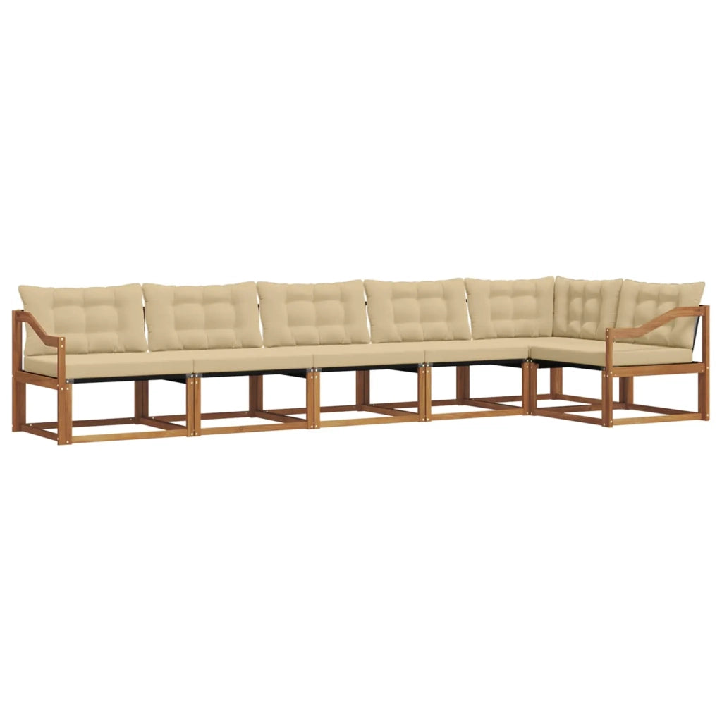 Set di divani da esterno con cuscino 6 pcs Naturale e Beige 3369516