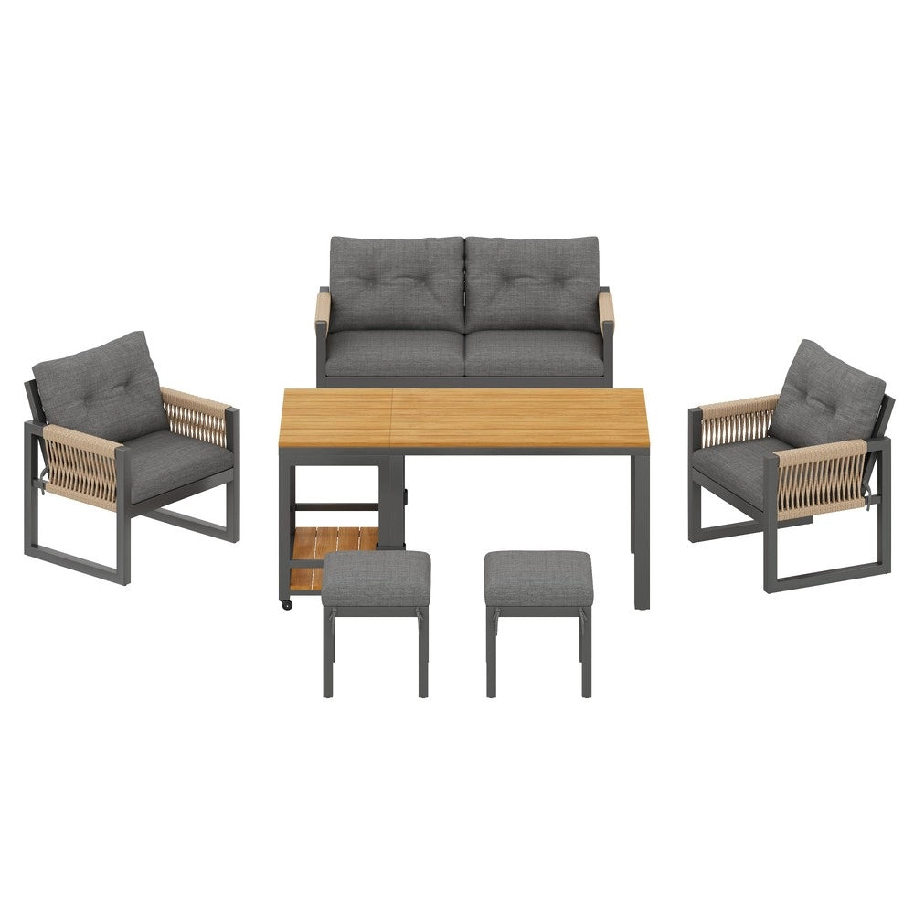Set da esterno moderno - Zephmum- Sedute multiple tavolo multifunzionale