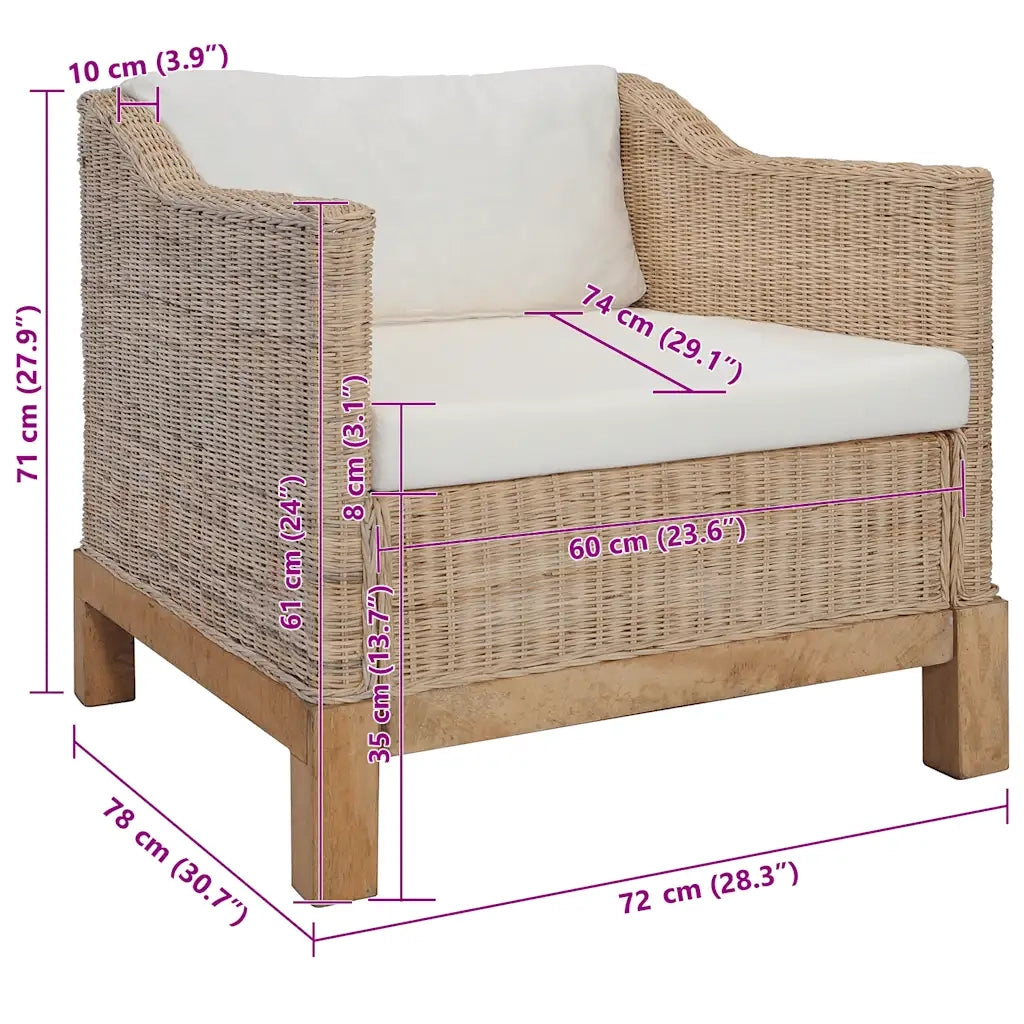 Poltrona con Cuscini in Rattan Naturale cod mxl 6268