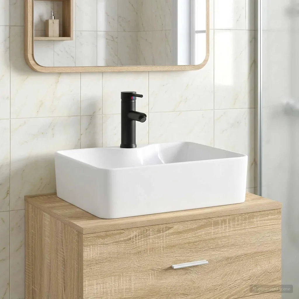 Lavabo da bagno Nero Opaco 48,5 x 37,5 x 13 cm Metallo 890231