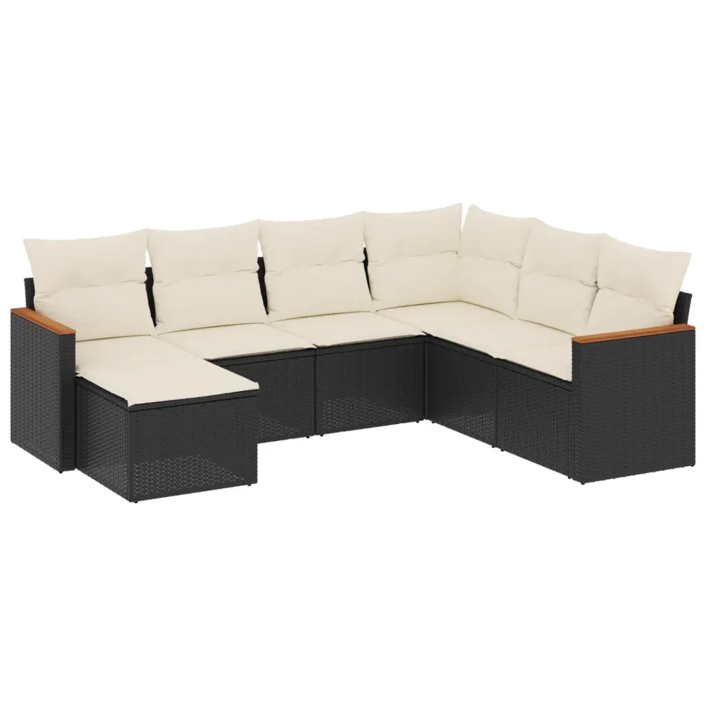 Set Divani da Giardino con Cuscini 7pz Nero Polyrattan 3226203