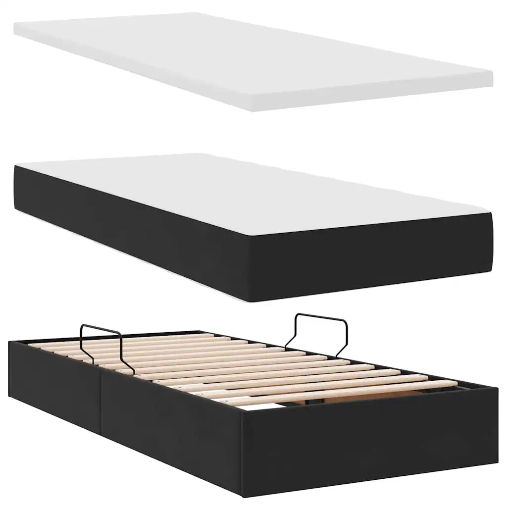 Letto con contenitore e LED con led Nero 100 x 200 cm Velluto 3371435