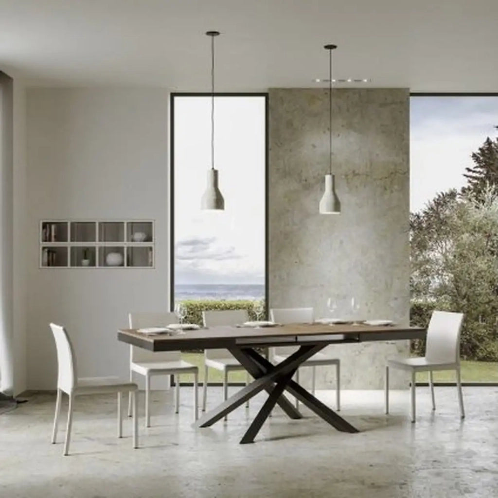 Tavolo allungabile 120/224x90 cm Volantis Evolution colore noce telaio e gambe antracite