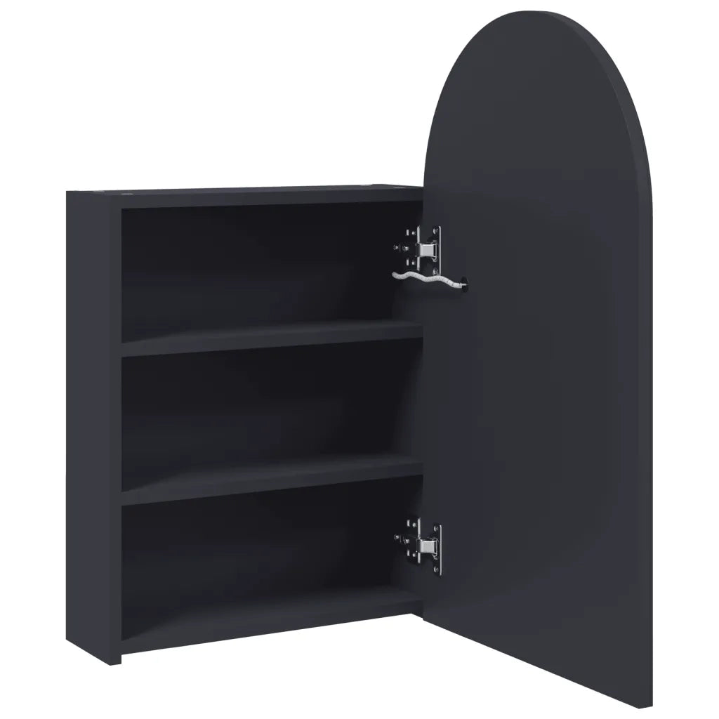 Armadietto Bagno con Specchio e LED-Mobiletto a specchio ad Arco Grigio 42x13x70 cm