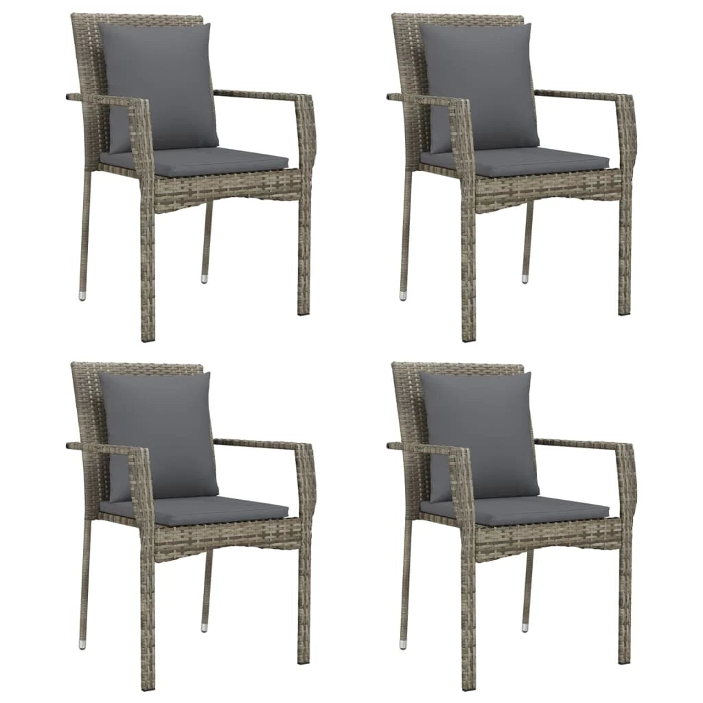 Set da pranzo da giardino nero e grigio da 5 pezzi con cuscini 02_0014862