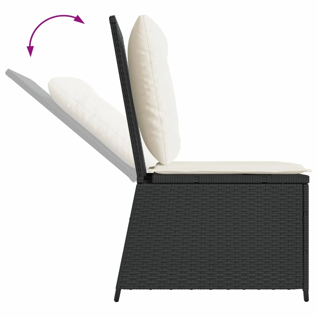 Divano da giardino con cuscino Nero e Bianco Crema polyrattan 3394476