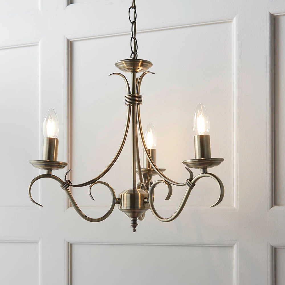 Lampadario Bernice ottone anticato 3xE14 dimmerabile Endon