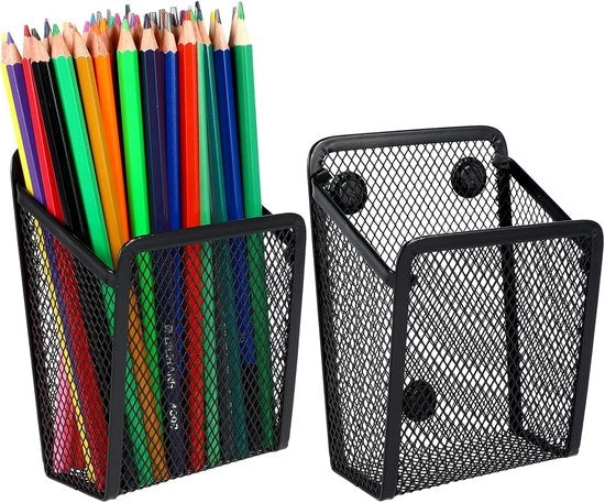 Due contenitori magnetici per pennarelli - 2 contenitori magnetici - contenitore magnetico per pennarelli - supporto magnetico - per frigorifero lavagna per ufficio accessori di cassetti - nero