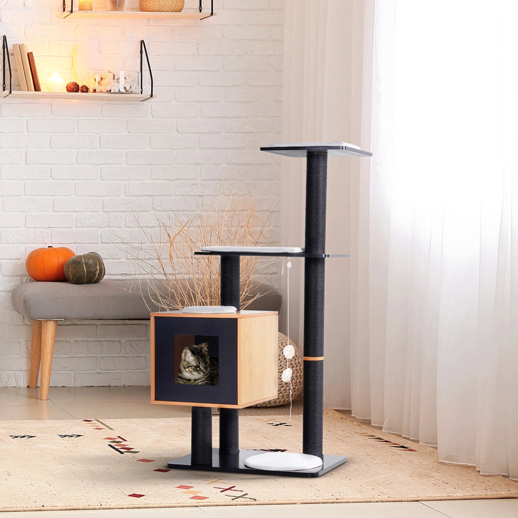 Albero per gatti con piattaforme e grattatoi ¨C Minimal ¨C 71.5x49.5x120 cm MDF nero