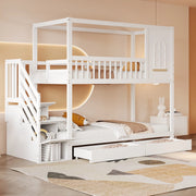 Letto a Castello Bambini in Legno Massello con Cassetti ¨C Xylo ¨C Bianco 90x200