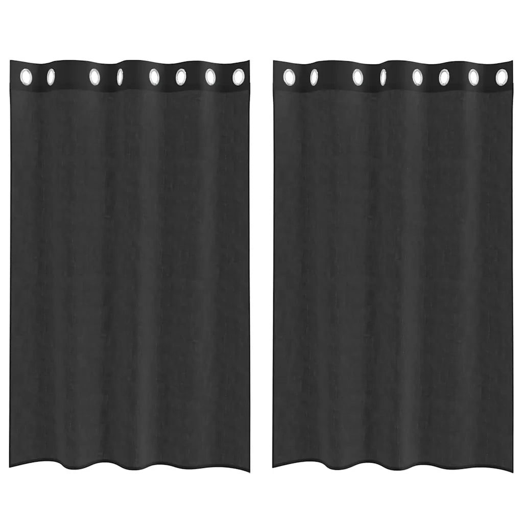 Tende in Voile con Occhielli 2 pz Nero 140x175 cm 4102060