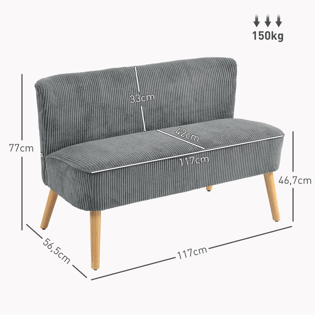 Divano 2 posti in velluto grigio ¨C Xylo ¨C 117x56.5x77 cm