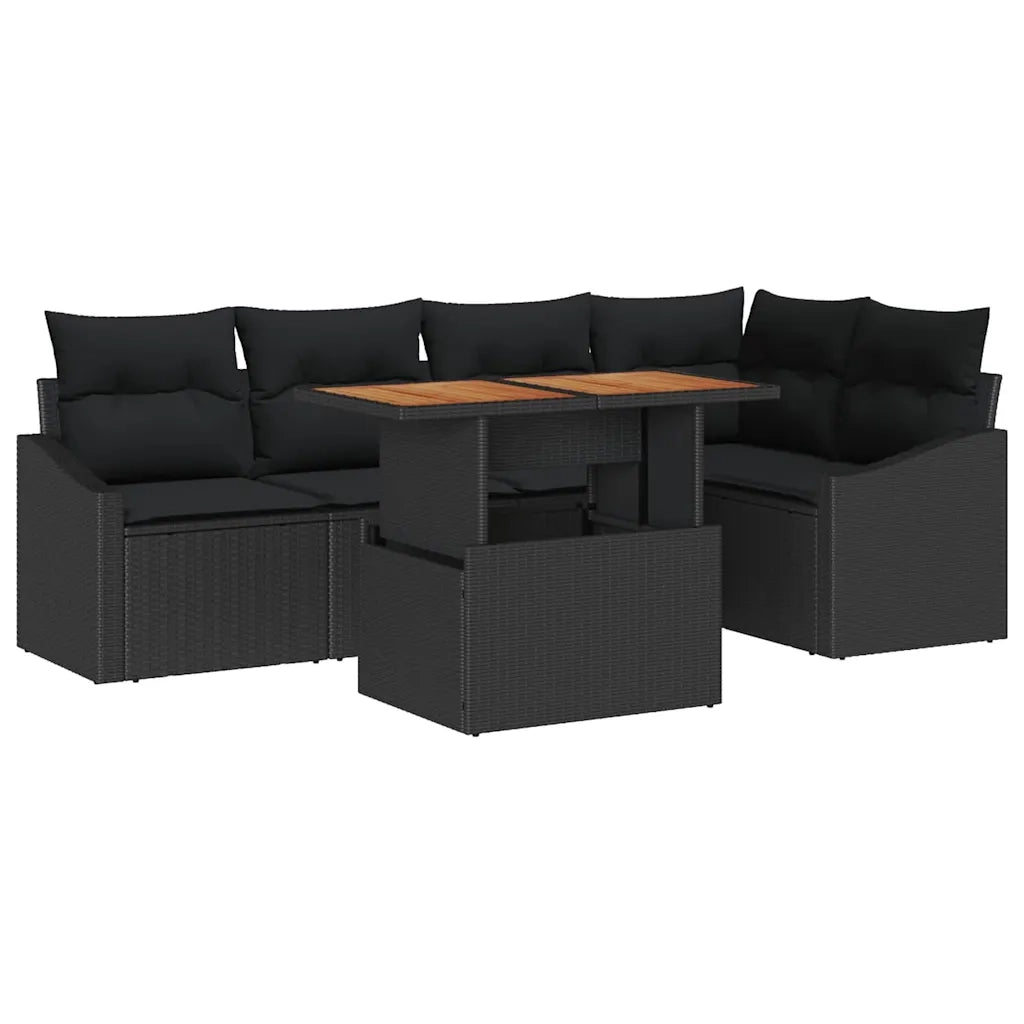 Set Divano da Giardino con archiviazione 6 pcs Nero Poly Rattan 3358578