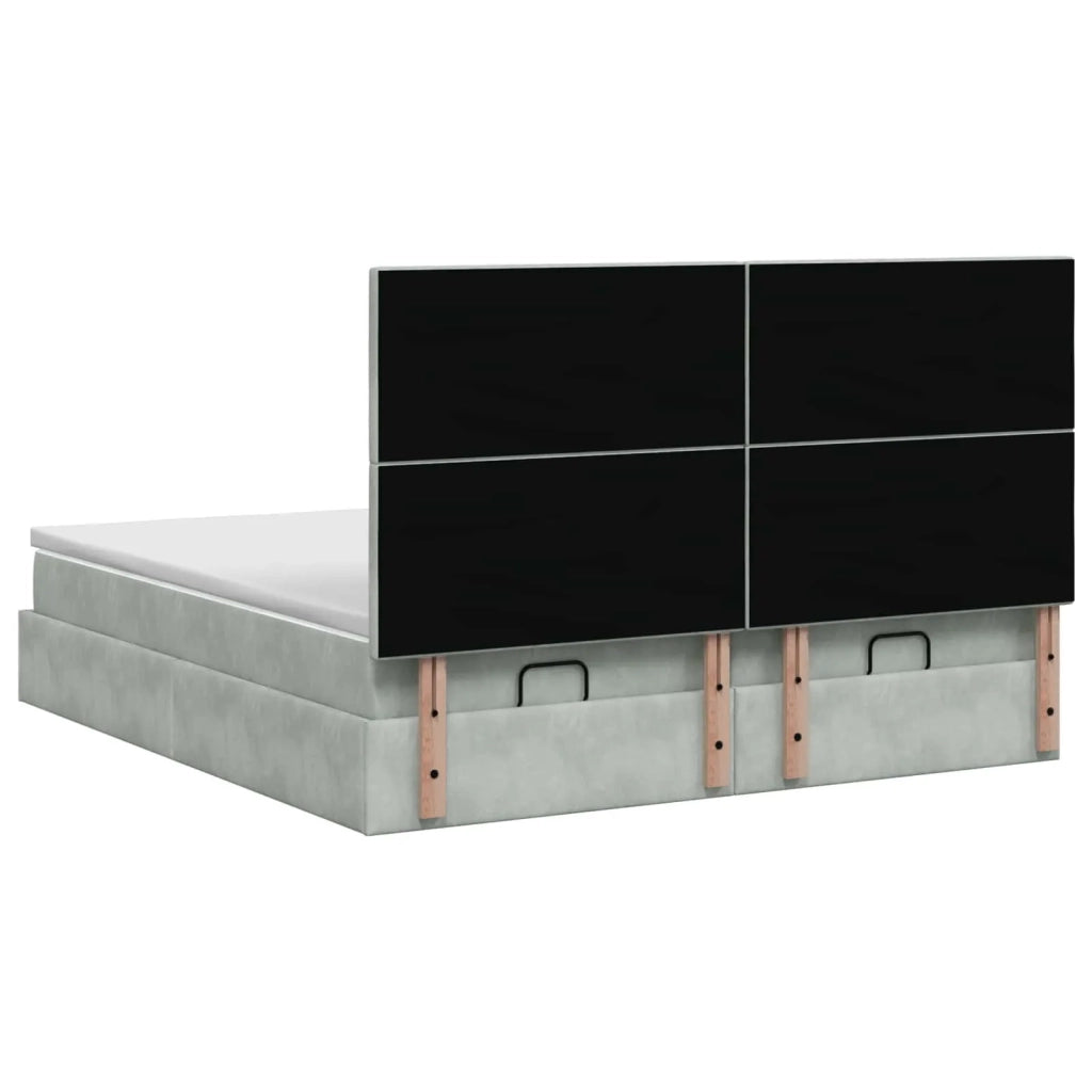 Letto Ottomano con Materasso e LED Grigio Chiaro 160 x 200 cm 3458490