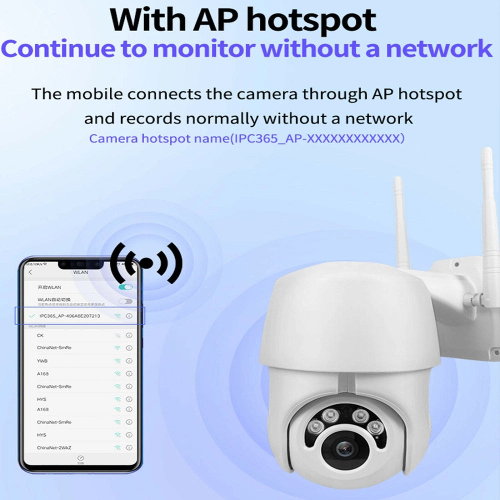 Trade Shop - Telecamera Ptz 1080p Full Hd Esterna Ip Camera Motorizzata Ir Wifi Webcam -