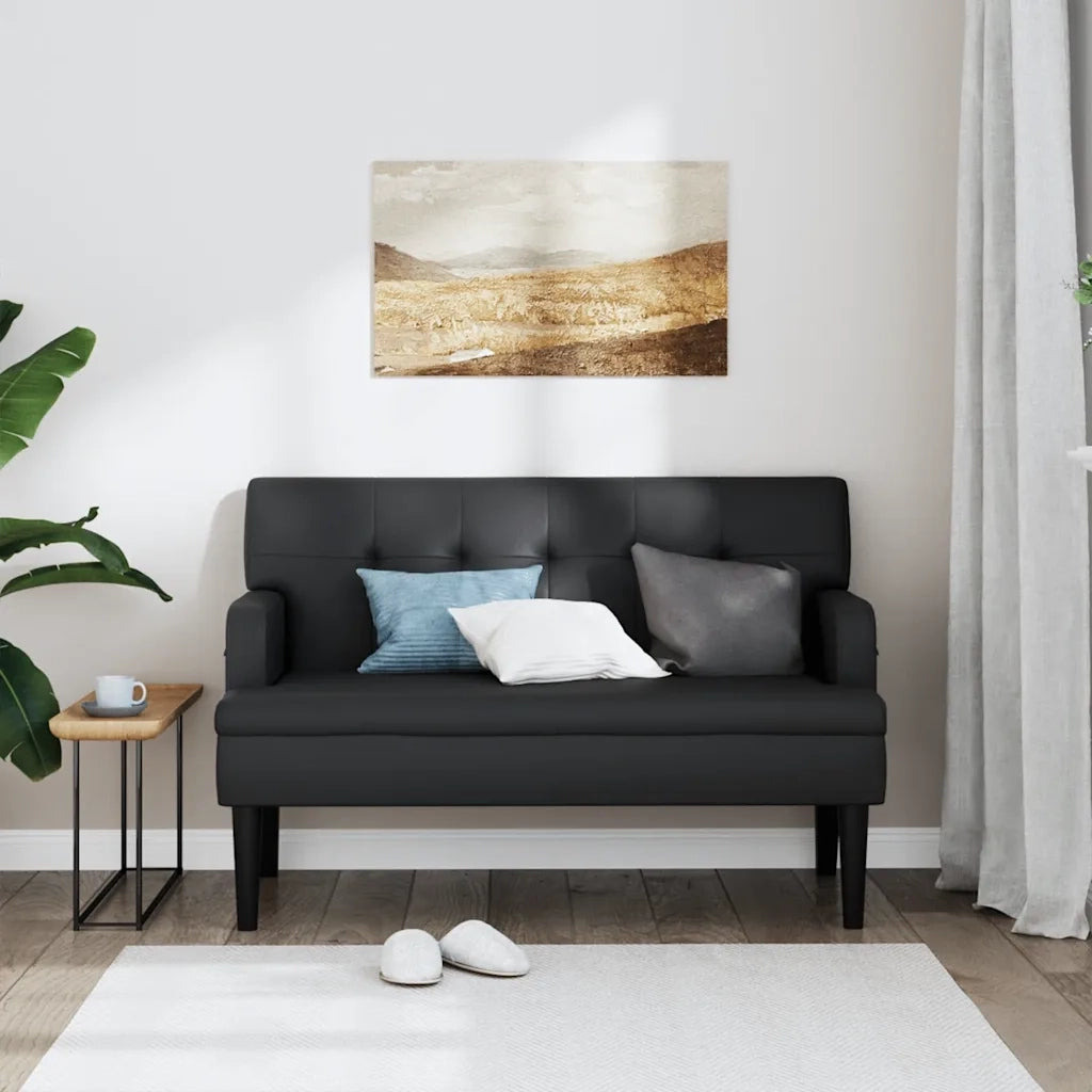 Panca con Schienale Nera 112x65,5x75 cm in Similpelle