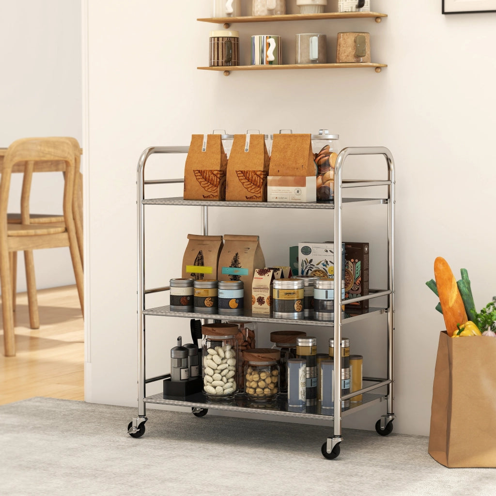 Carrello Multiuso a 4 Livelli ¨C zephmum ¨C Acciaio Inox, 60x35x77 cm