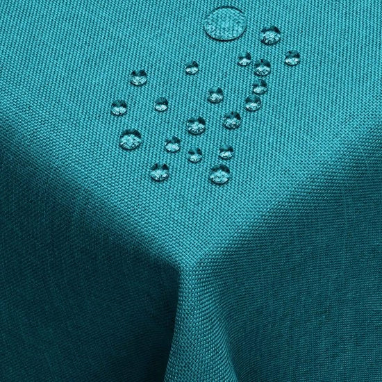 Tavolo quadrato con tovaglia in stile lino, 130 x 300 cm, petrol e blu turquesa, lavabile, impermeabile all'acqua, facile da pulire