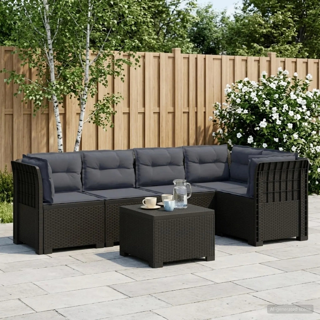 Divano da Giardino 5 Posti con Cuscini Stile Rattan PP 3444089