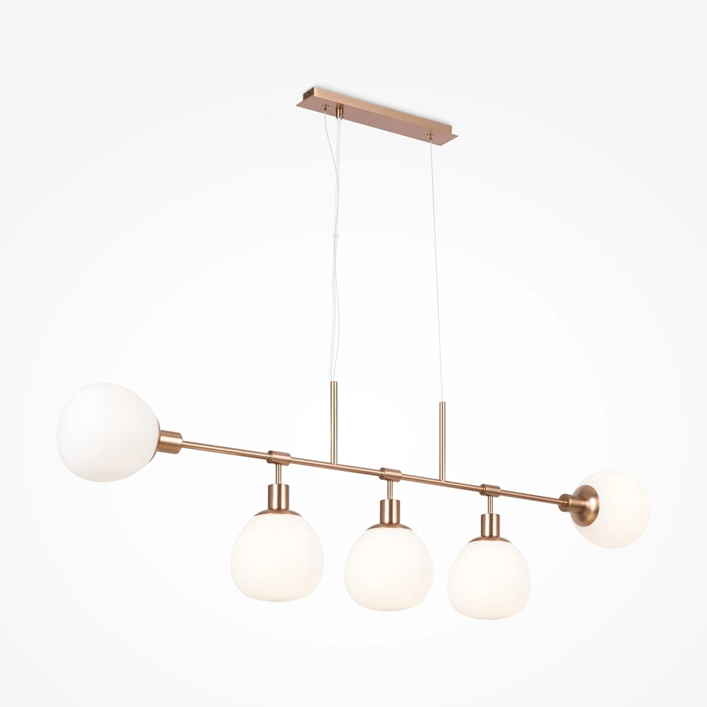 Lampada sospensione rame 5 globi bianchi Maytoni Erich