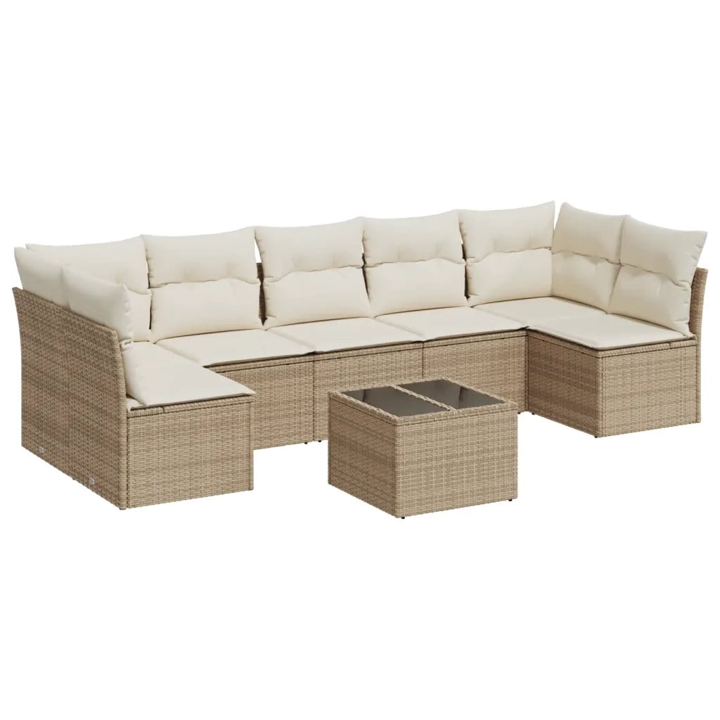 Set Divano da Giardino 8 pz con Cuscini Beige in Polyrattan 3249277